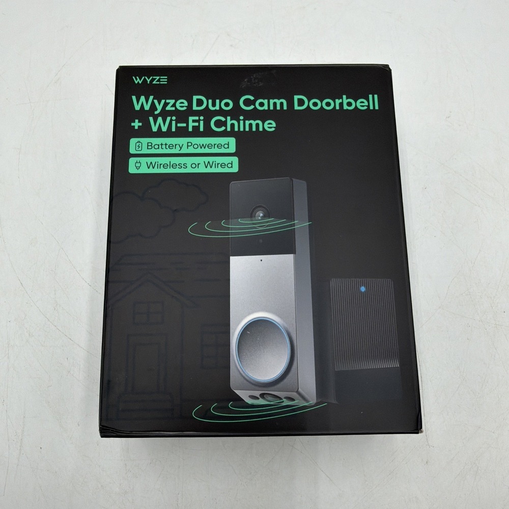 WYZE Wireless Duo Cam Video Doorbell Chime Included Battery Powered 2K Silver